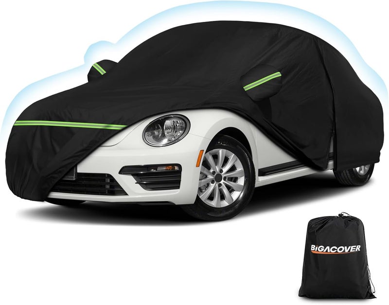 BIGACOVER for New Beetle Car Cover Waterproof All Weather Heavy Duty Protection Outdoor Light Shell Full Car Covers Windproof with Driver Side Zipper Compatible with 1998-2025 Volkswagen New Beetle(Up to 194") - Image 1
